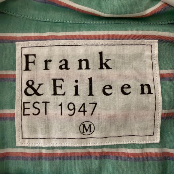 Frank & Eileen Shirley Oversized Green Striped Cotton Button Down Shirt Women M - Picture 4 of 9